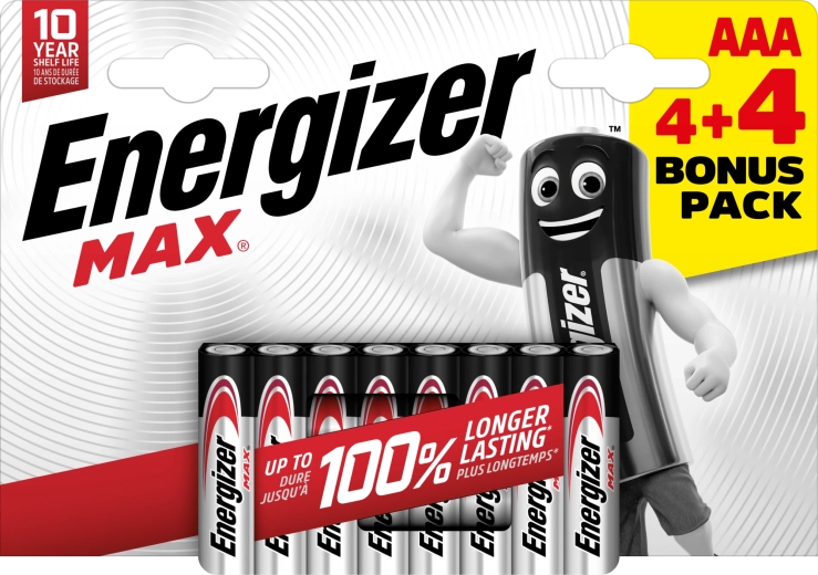 Piles alcalines Energizer Max AAA 8 pcs (4+4)