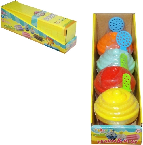 Play Dough – set of 4 colors with molds in a cupcake-shaped box