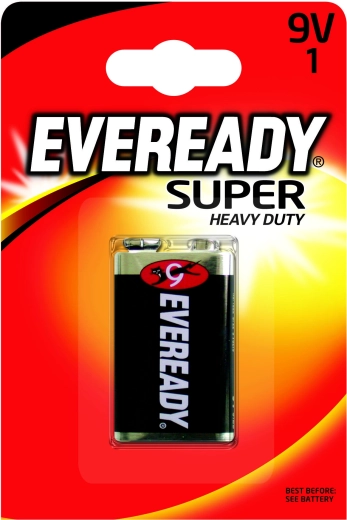 Energizer Eveready Super Heavy Duty 9V Zink-Chlorid-Batterie 6F22