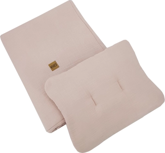 Muslin crib set EKO powder pink 2-piece