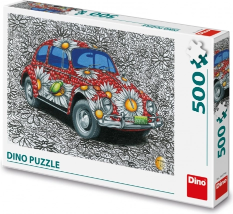 Gekleurd puzzel auto met bloemenmotief 500 stukjes