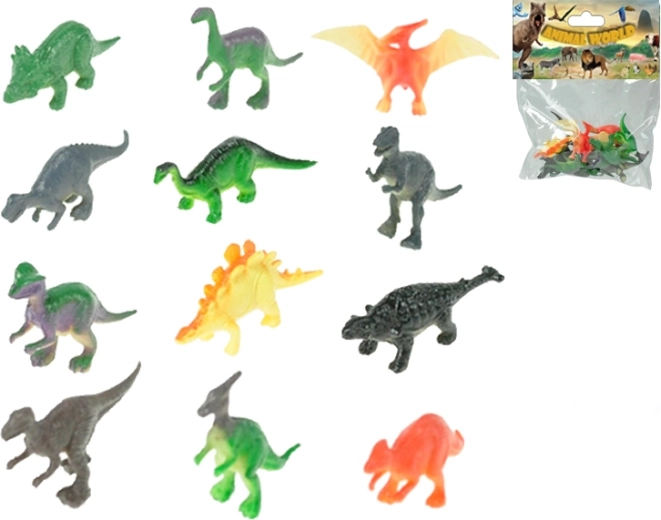 Set de figurines de dinosaures 5 cm, 12 espèces, 12 pcs en sachet