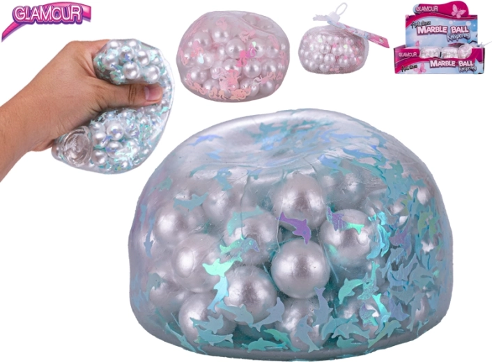 Antistress glamour bal met knisperende bolletjes 9,5 cm