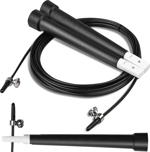 Corde à sauter Neo-Sport noire avec câble en acier