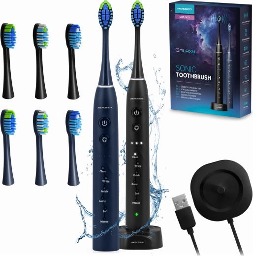 Brosse à dents électrique sonique BERDSEN Galaxy Duo – lot de 2 pièces