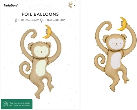Folieballon aapje mix 51 × 88 cm