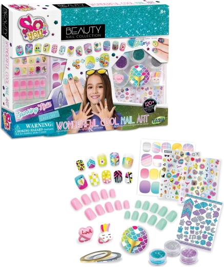 Tasia grote nagelset met glitters en ringetjes voor kinderen