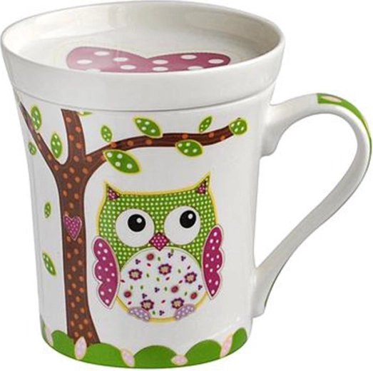 Keramische mok met schoteltje voor thee Toro 270 ml uil