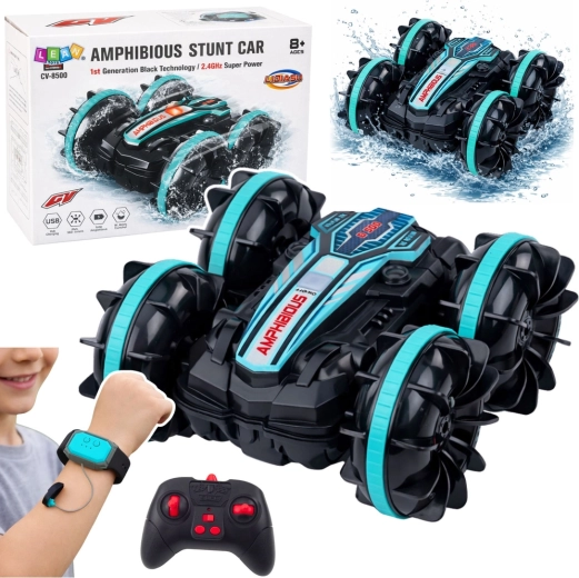 Amphibious Stunt RC Car 4x4 with Remote and Gesture Control, Turquoise