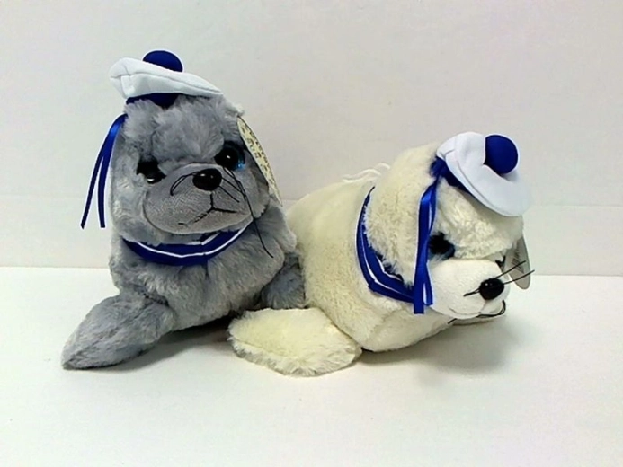 Plush seal in an outfit with sound, 32 cm
