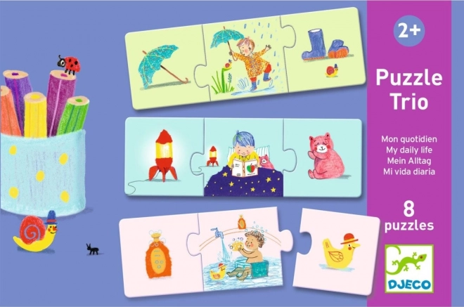 Djeco Puzzle Trio ma journée 8×3 pièces