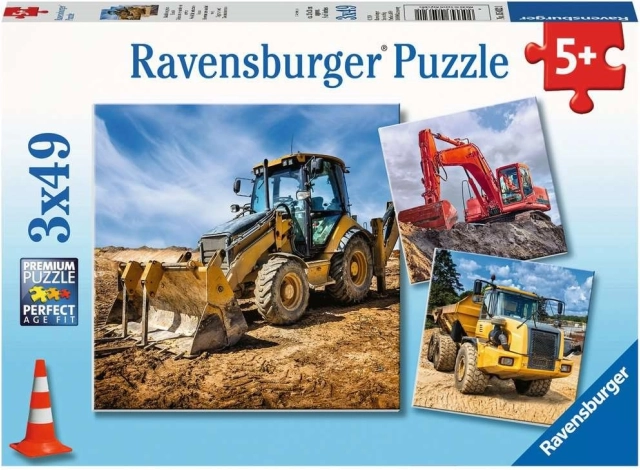 Puzzle RAVENSBURGER Engins de chantier 3×49 pièces