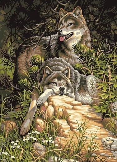 Diamond Painting Wolves in the Forest 30 × 40 cm