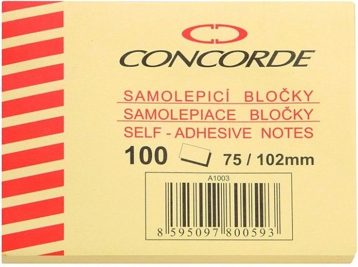 CONCORDE Sticky Notes 75 × 102 mm, Yellow, 100 Sheets