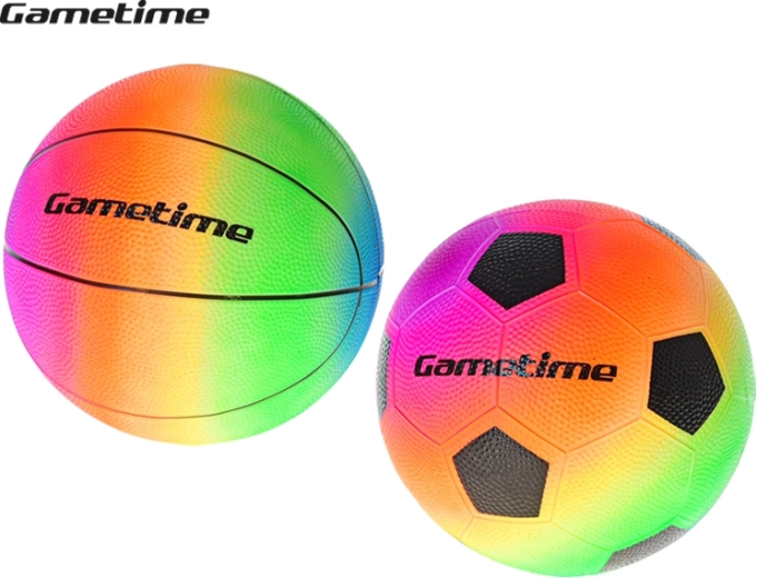 Ballon arc-en-ciel GAMETIME 23 cm – basket-ball ou football