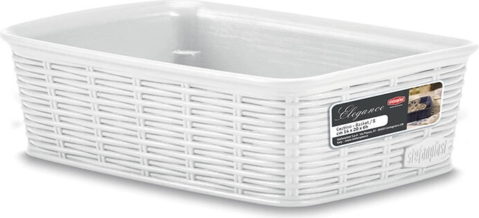 Elegance Basket 20 × 14 × 6 cm white plastic