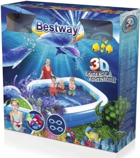 Bestway 3D Undersea Adventure Inflatable Kids' Pool with Goggles and Crystals
