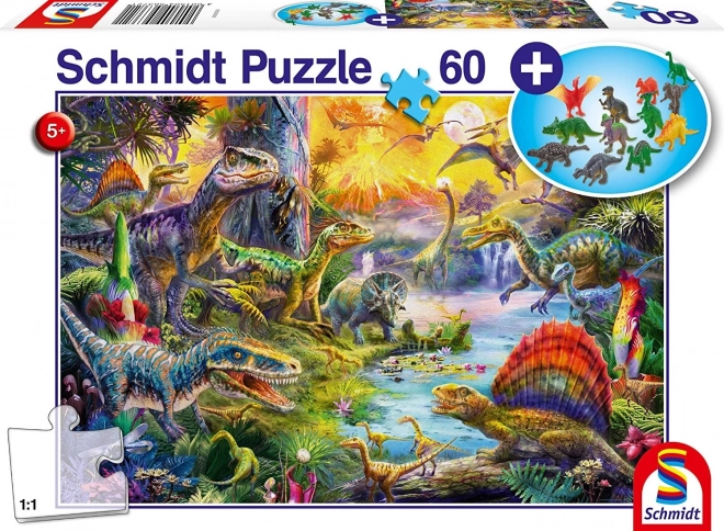 Puzzle dinosaures 60 pièces avec figurines offertes – SCHMIDT