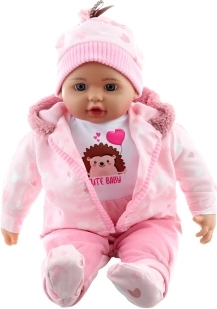 Baby doll girl 50 cm in outfit with hedgehog