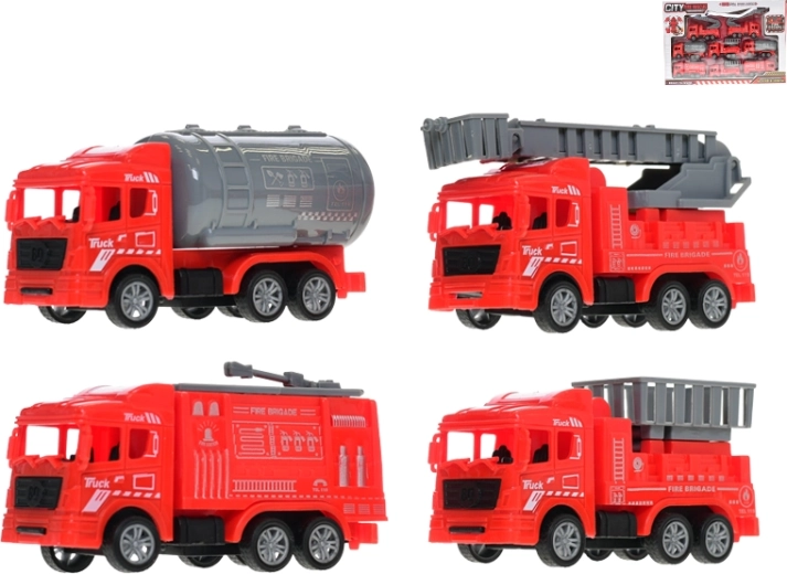 Set brandweerauto’s met pull-back mechanisme, 8 stuks