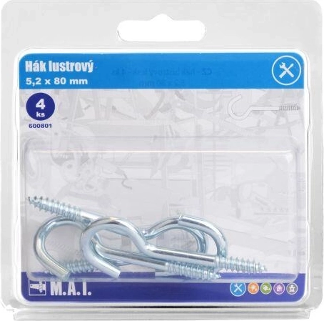 Crochet pour lustre 80 × 5,2 mm brillant (4 pcs)