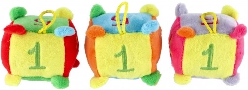 Cube hochet en peluche 7,5 x 7,5 cm 3 couleurs 0+