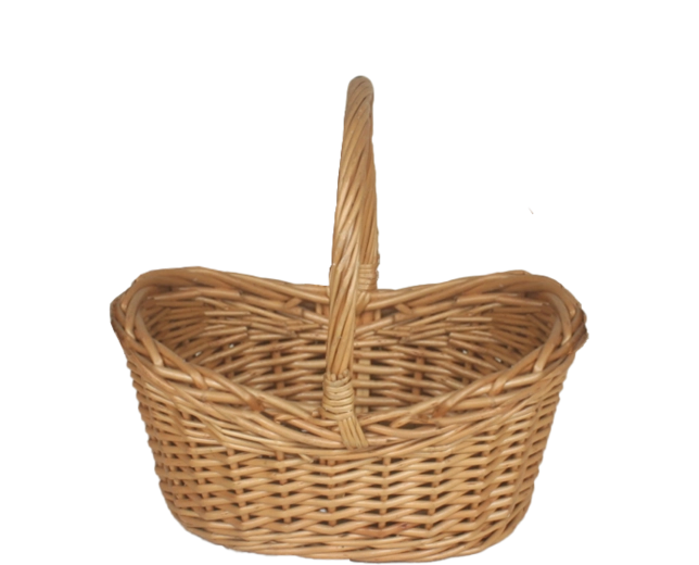 Natural wicker basket with handle, oval 24 × 17 × 11/21 cm