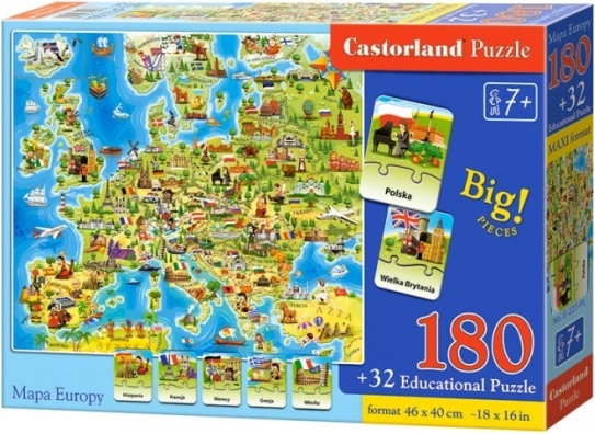 Castorland Puzzle Map of Europe 180 Pieces with Quiz