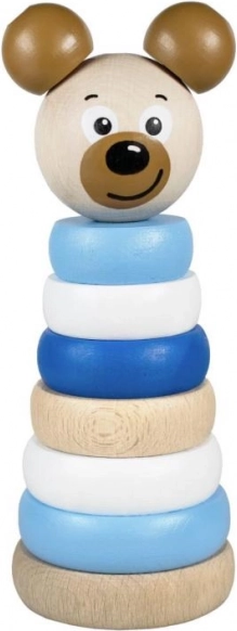 Wooden Stackable Pyramid Blue Bear