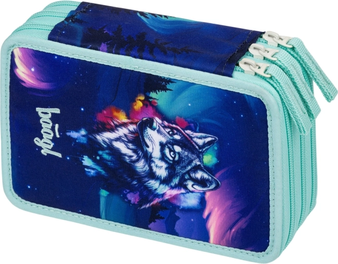 Baagl school pencil case three-tier Aurora GRS