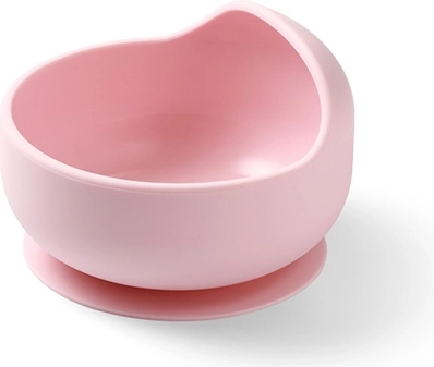 BabyOno silicone bowl with suction, pink (6m+)