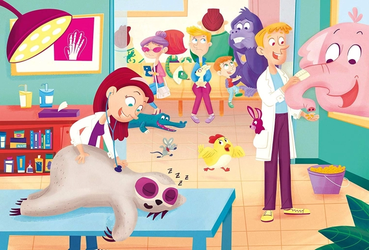 CLEMENTONI Puzzle Chez le vétérinaire MAXI 60 pièces