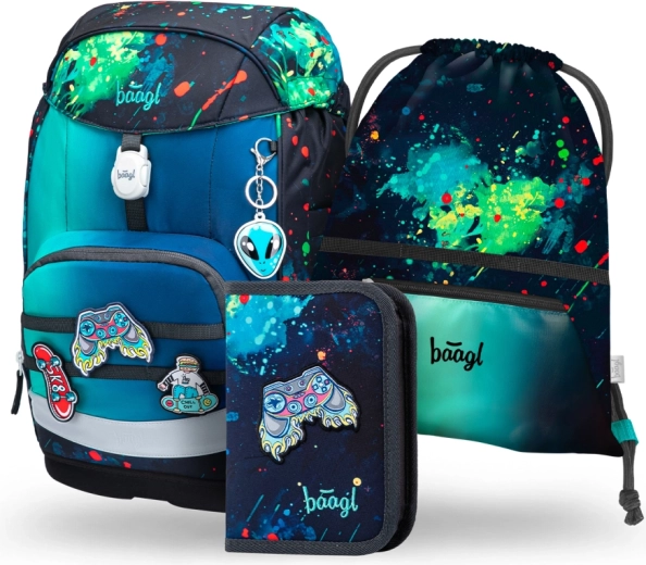 Baagl school set 3 Airy Plus Chill – backpack, pencil case and drawstring bag