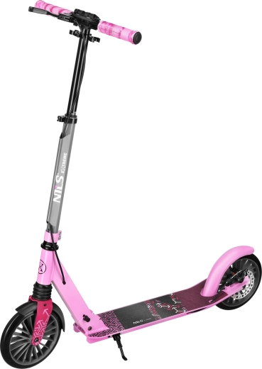Trottinette pliable NILS Extreme Lumia rose 200 mm avec suspension et frein à disque