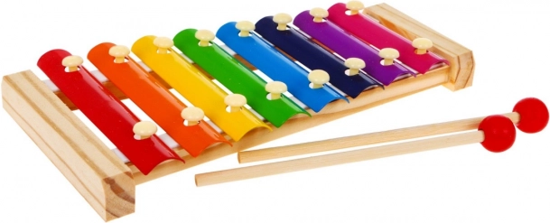 Wooden cymbal for children 3+ First musical instrument Rainbow gilding + sticks