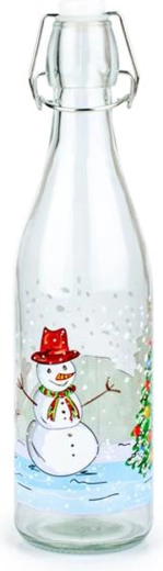 Bouteille en verre avec fermeture mécanique Toro 260 ml – bonhomme de neige