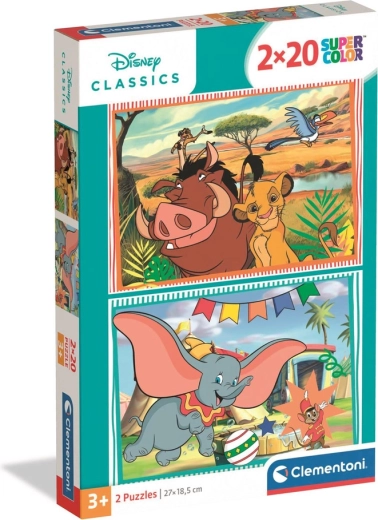 Puzzel 2x20 Super Color DISNEY CLASSICS – DE LEEUWKONING en DUMBO Clementoni