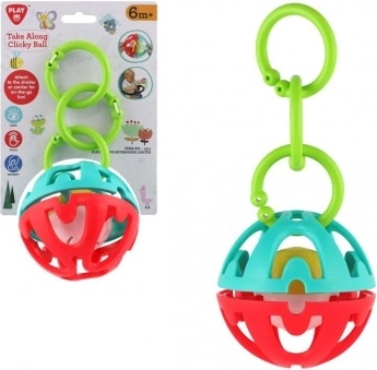Rammelaar bal/hanger voor kinderwagen plastic 22 cm op kaart 6m+