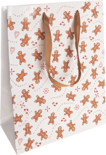 Cadeaupapieren tasje met peperkoekmotief 18 × 10 × 23 cm