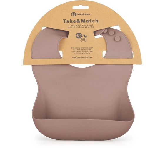 Petite&Mars silicone bib Take&Match Velvet Latte 6m+