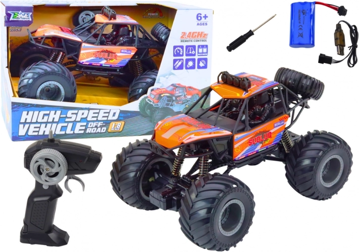 Children's Orange Off-road RC Car with Shock Absorbers
