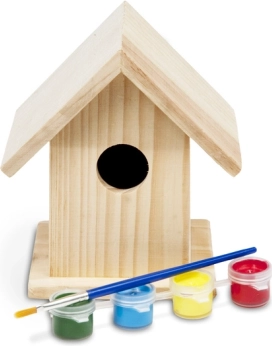 Small wooden birdhouse for kids to color