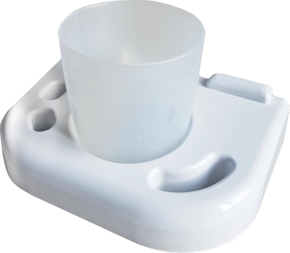 Porte-gobelet de salle de bain avec gobelet blanc, plastique, 15,9 × 11 × 4 cm