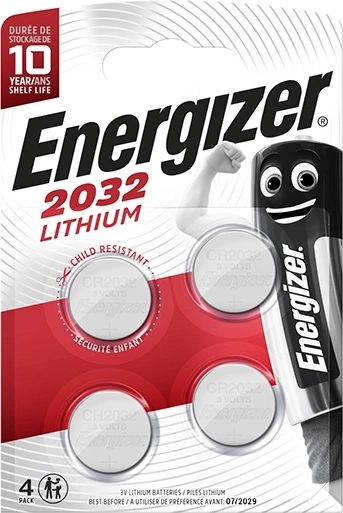 Energizer Lithium-Knopfzellenbatterie CR2032, 4 Stk.