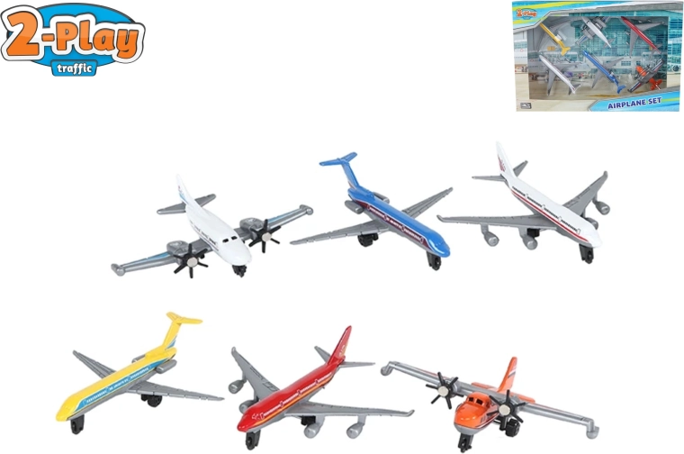 Ensemble de modèles d’avions de ligne 2‑Play Traffic – 6 pièces