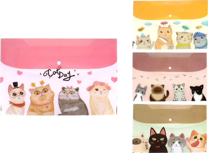 Map met druksluiting 26 × 36 cm Katten