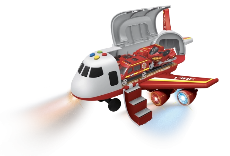 Firefighting airplane 2-in-1 with garage and pull-back cars