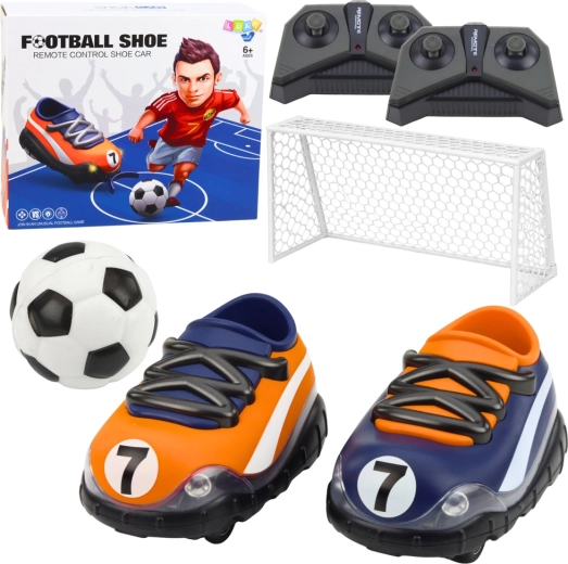Voitures RC en forme de chaussure de football avec but et ballon – ensemble de 2 véhicules