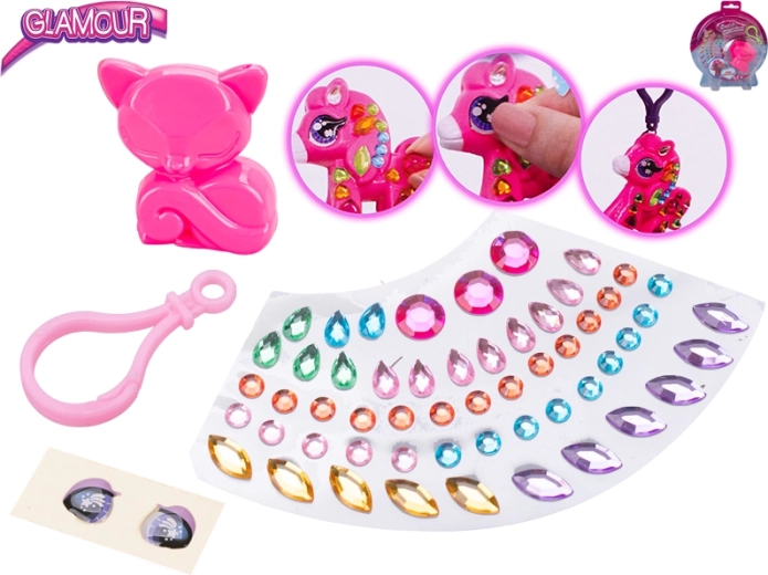 Creatieve glamoursset voor het versieren van een sleutelhanger – diertje met steentjes