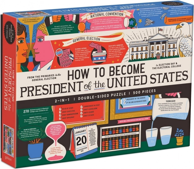 Double-Sided Puzzle How to Become President of the United States 500 Pieces GALISON